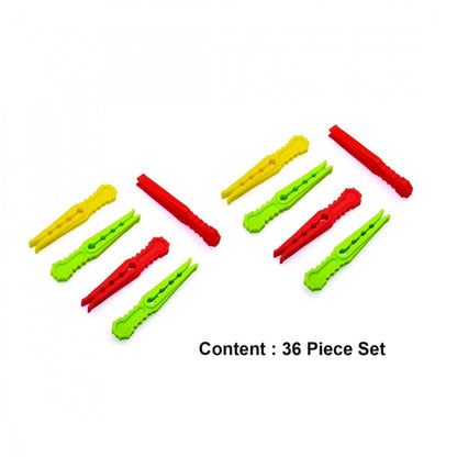 Pack Of_3 Multipurpose Plastic Cloth Hanging Pegs Clips_36 Pcs (Color: Assorted)