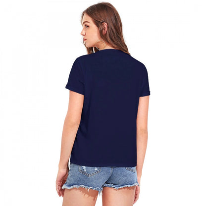 Women's Cotton Western Wear T-Shirt (Blue)