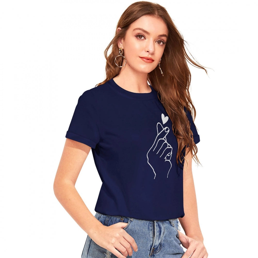 Women's Cotton Western Wear T-Shirt (Blue)