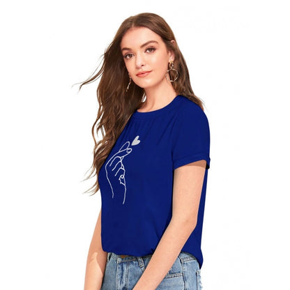 Women's Cotton Western Wear T-Shirt (Royal Blue)