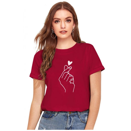 Women's Cotton Western Wear T-Shirt (Maroon)