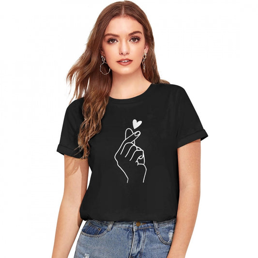 Women's Cotton Western Wear T-Shirt (Black)