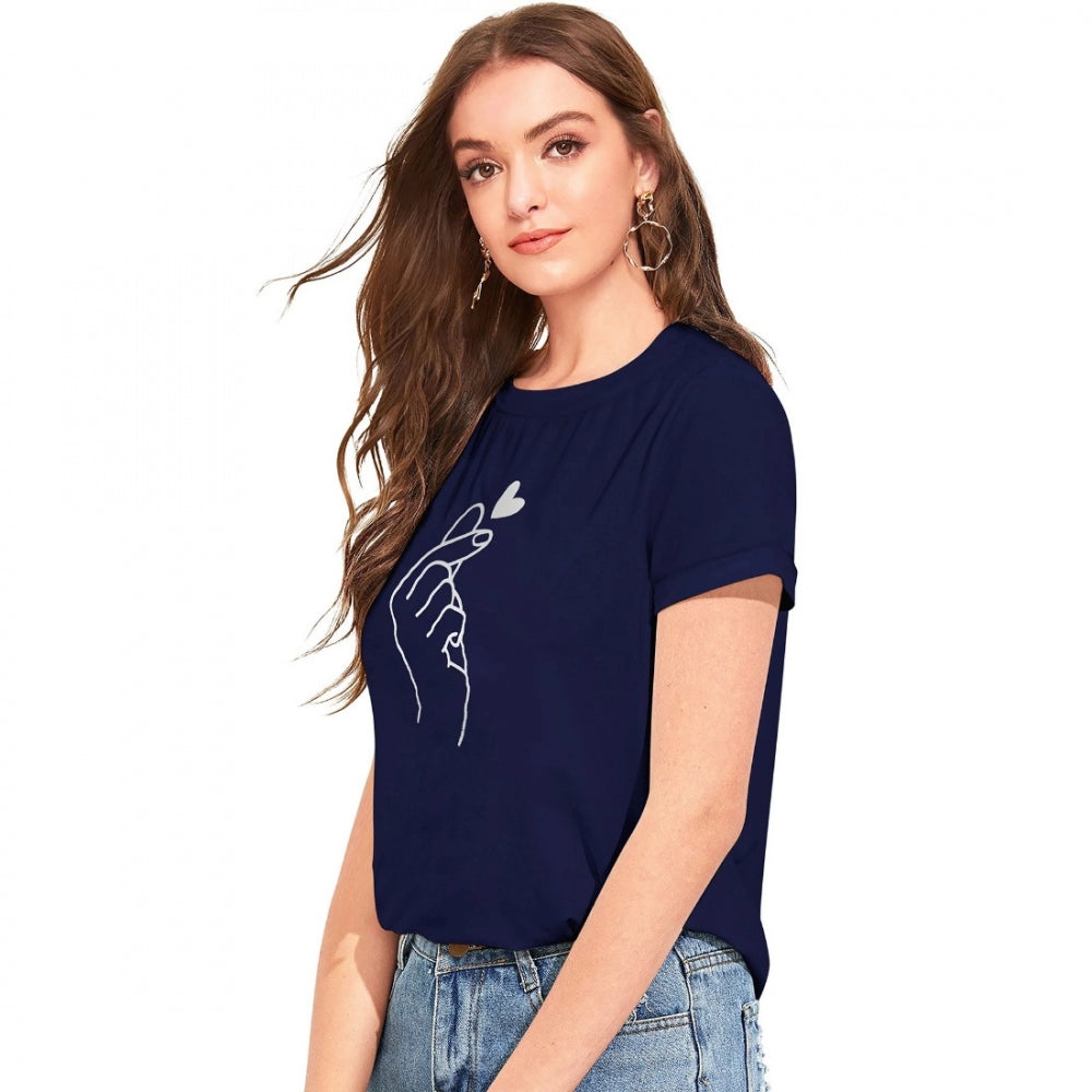 Women's Cotton Western Wear T-Shirt (Blue)