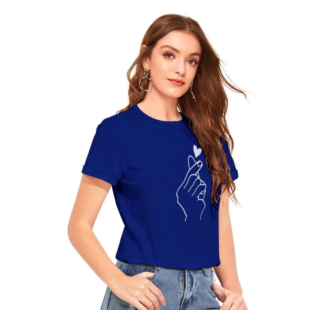 Women's Cotton Western Wear T-Shirt (Royal Blue)