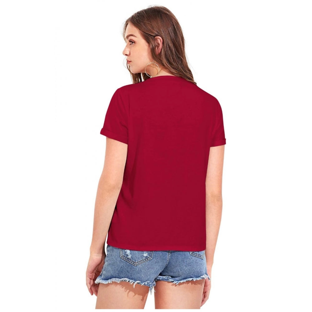 Women's Cotton Western Wear T-Shirt (Maroon)