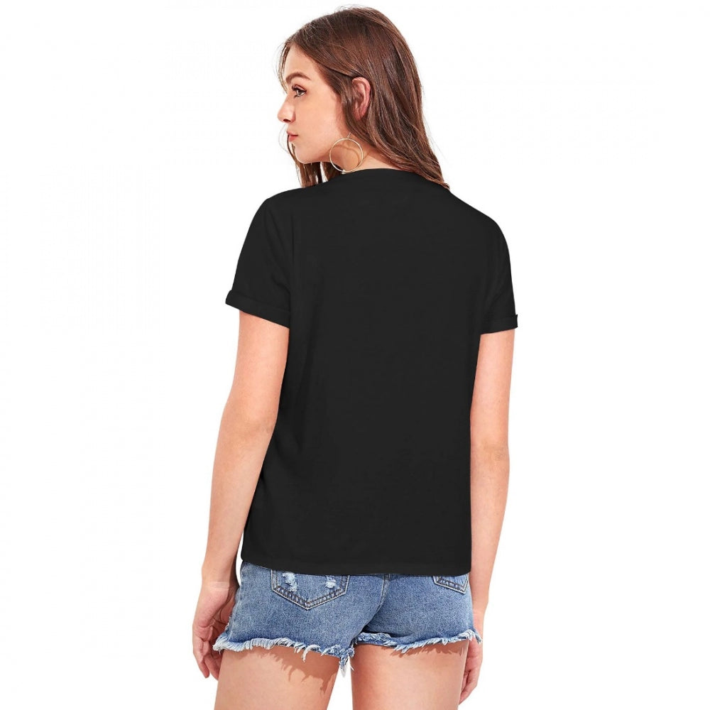 Women's Cotton Western Wear T-Shirt (Black)