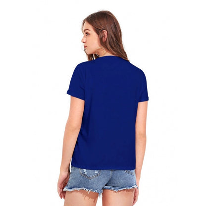 Women's Cotton Western Wear T-Shirt (Royal Blue)