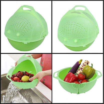 Pack Of 2_Plastic Drainer Fruit Vegetable Basket (Color: Assorted)