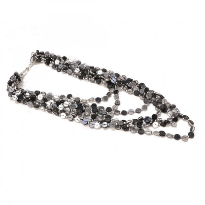 Generic Jewellery Stylish Silver Black Beads Necklace (Color: Grey)