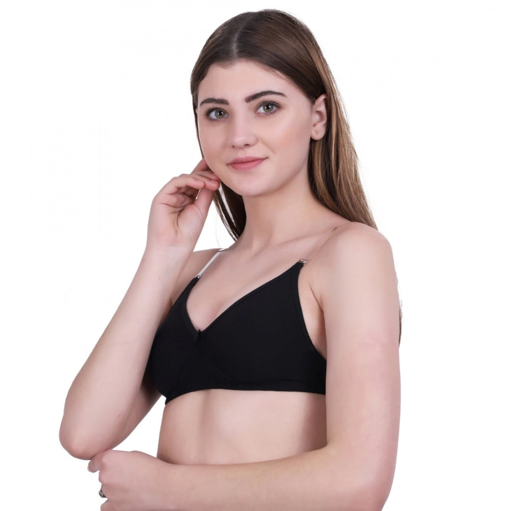 Women's Cotton Bra (Material: Cotton, (Color: Black)