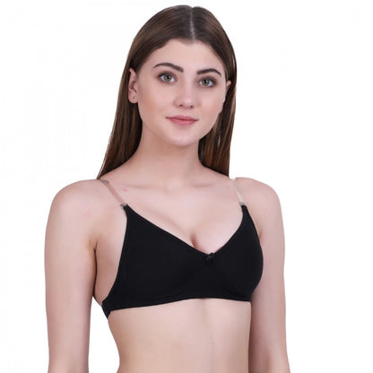 Women's Cotton Bra (Material: Cotton, (Color: Black)