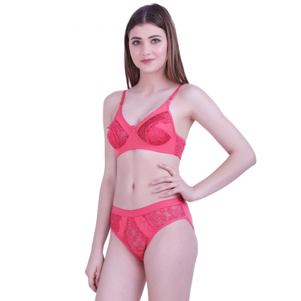 Women's Cotton Bra And Panty Set (Material: Cotton (Color: Peach)