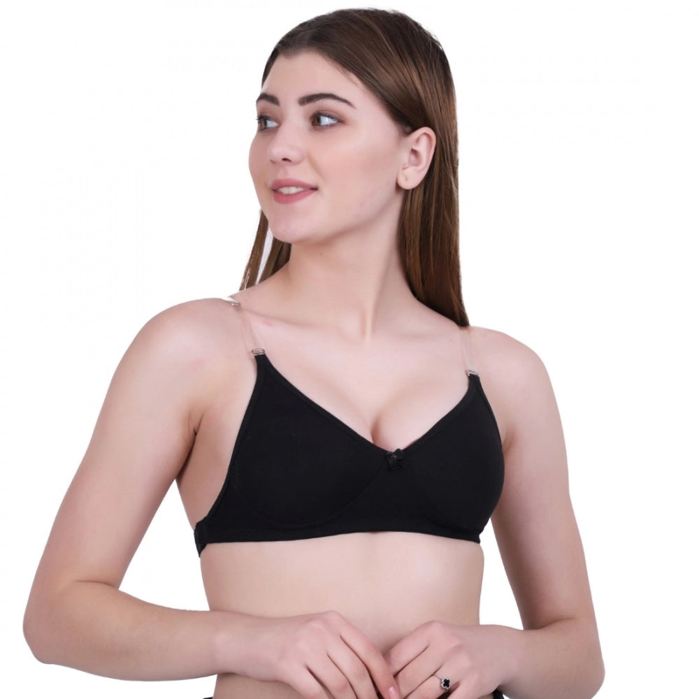 Women's Cotton Bra (Material: Cotton, (Color: Black)