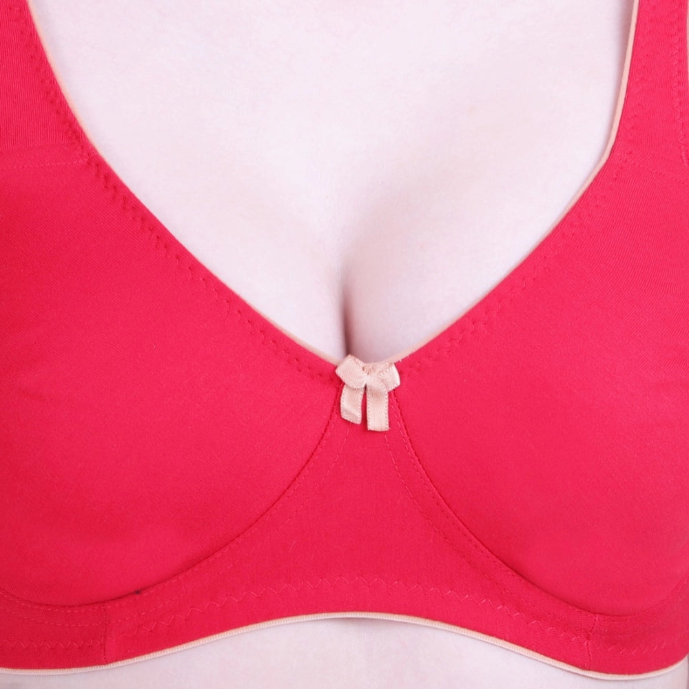 Women's Cotton Bra (Material: Cotton, (Color: Red)