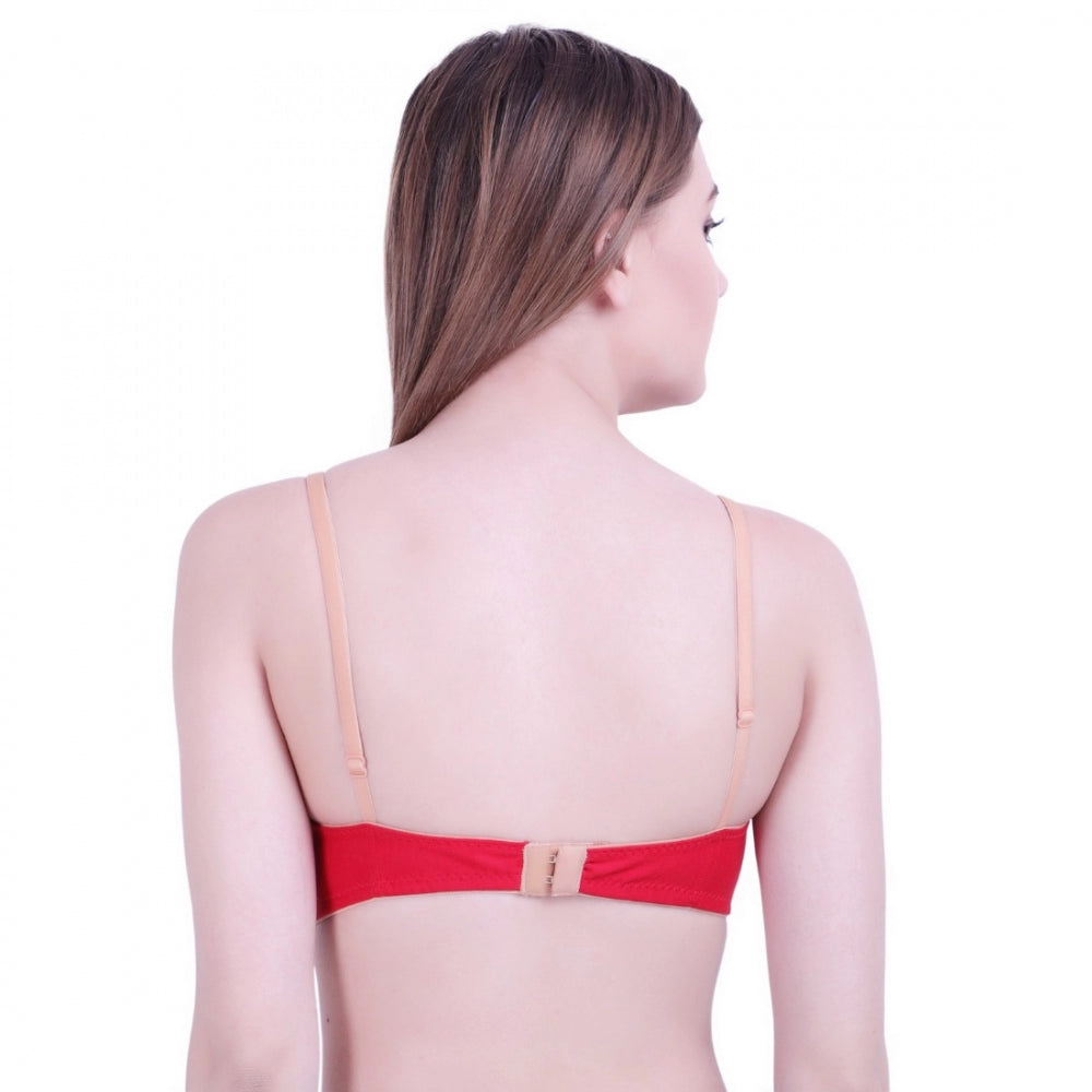 Women's Cotton Bra (Material: Cotton, (Color: Red)