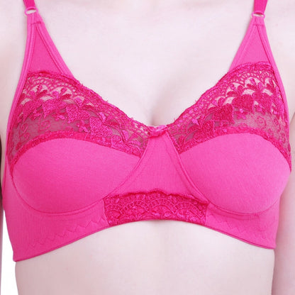 Women's Cotton Bra And Panty Set (Material: Cotton (Color: Dark Pink)