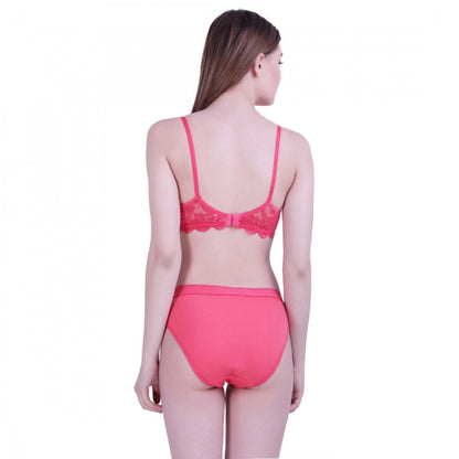 Women's Cotton Bra And Panty Set (Material: Cotton (Color: Peach)