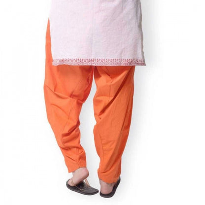 Generic Women's Cotton Solid Patiyala (Color:Orange)