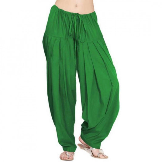 Generic Women's Cotton Solid Patiyala (Color:Green)