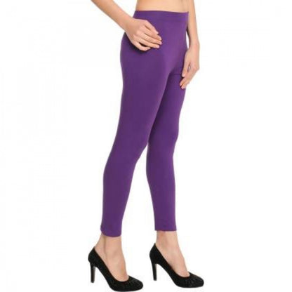 Women's Cotton Leggings (Color:Purple)