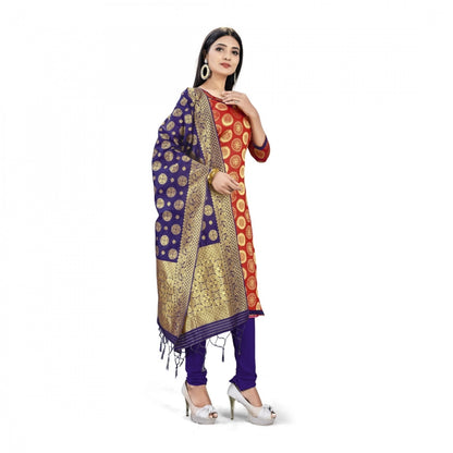 Generic Banarasi Silk Unstitched Salwar-Suit Material Premium Quality With Dupatta (Color: Red)