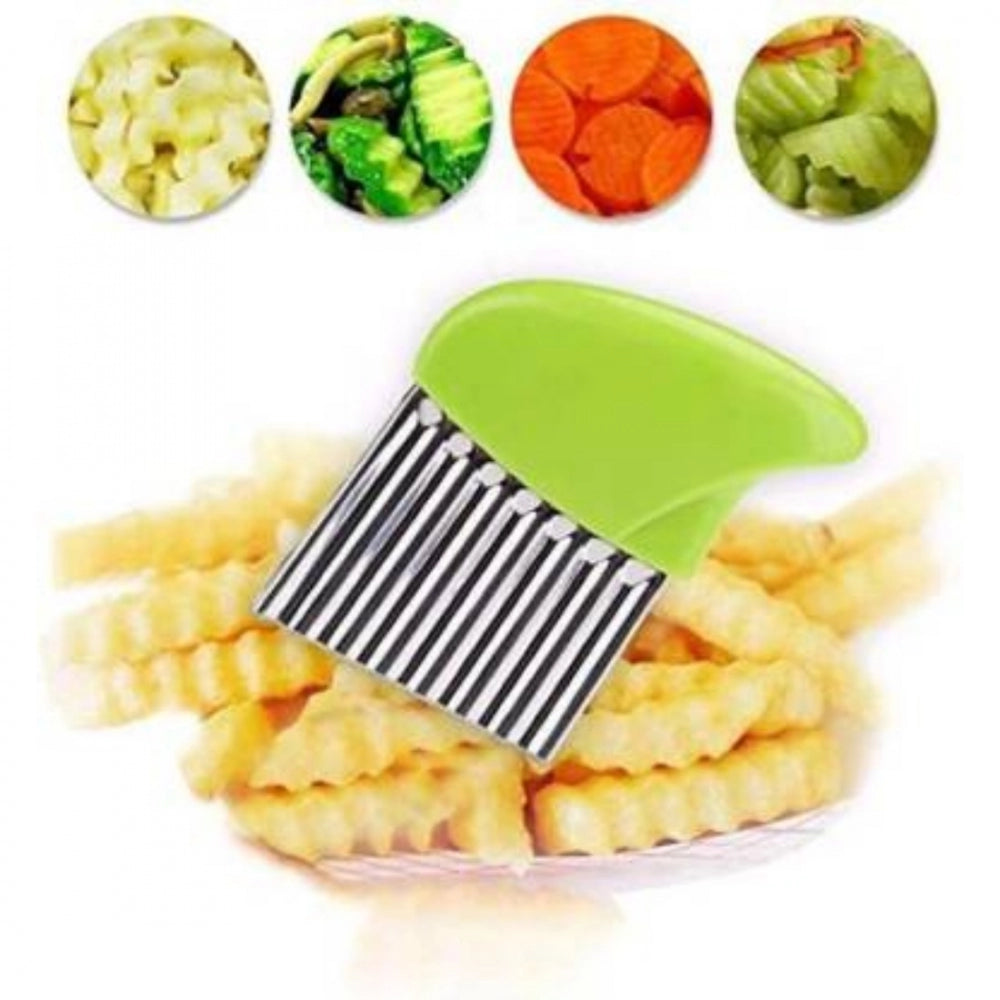 Generic Pack Of_5 Wave Shape Stainless Steel Potato Cutter Slicer (Color:Assorted)