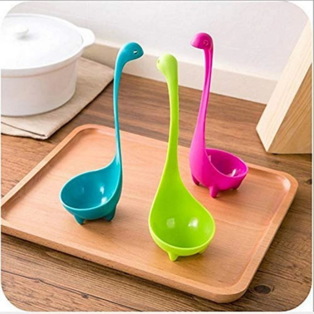 Pack Of_2 Nessie Ladle Dinosaur Long Handle Soup Spoons (Color:Assorted)