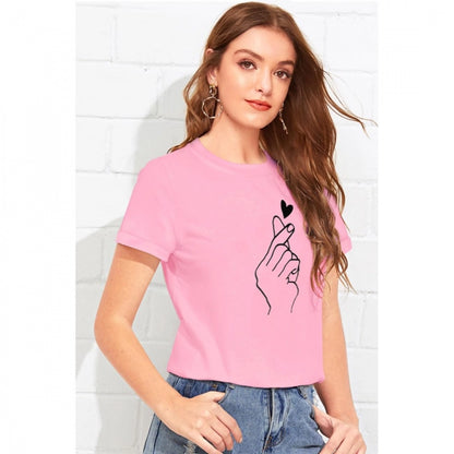 Women's Cotton Western Wear T Shirt (Pink)