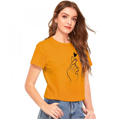 Women's Cotton Western Wear T Shirt (Yellow)