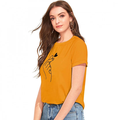 Women's Cotton Western Wear T Shirt (Yellow)