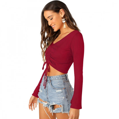 Women's 95% Polyester 5% Spandex Western Wear Tops (Maroon)