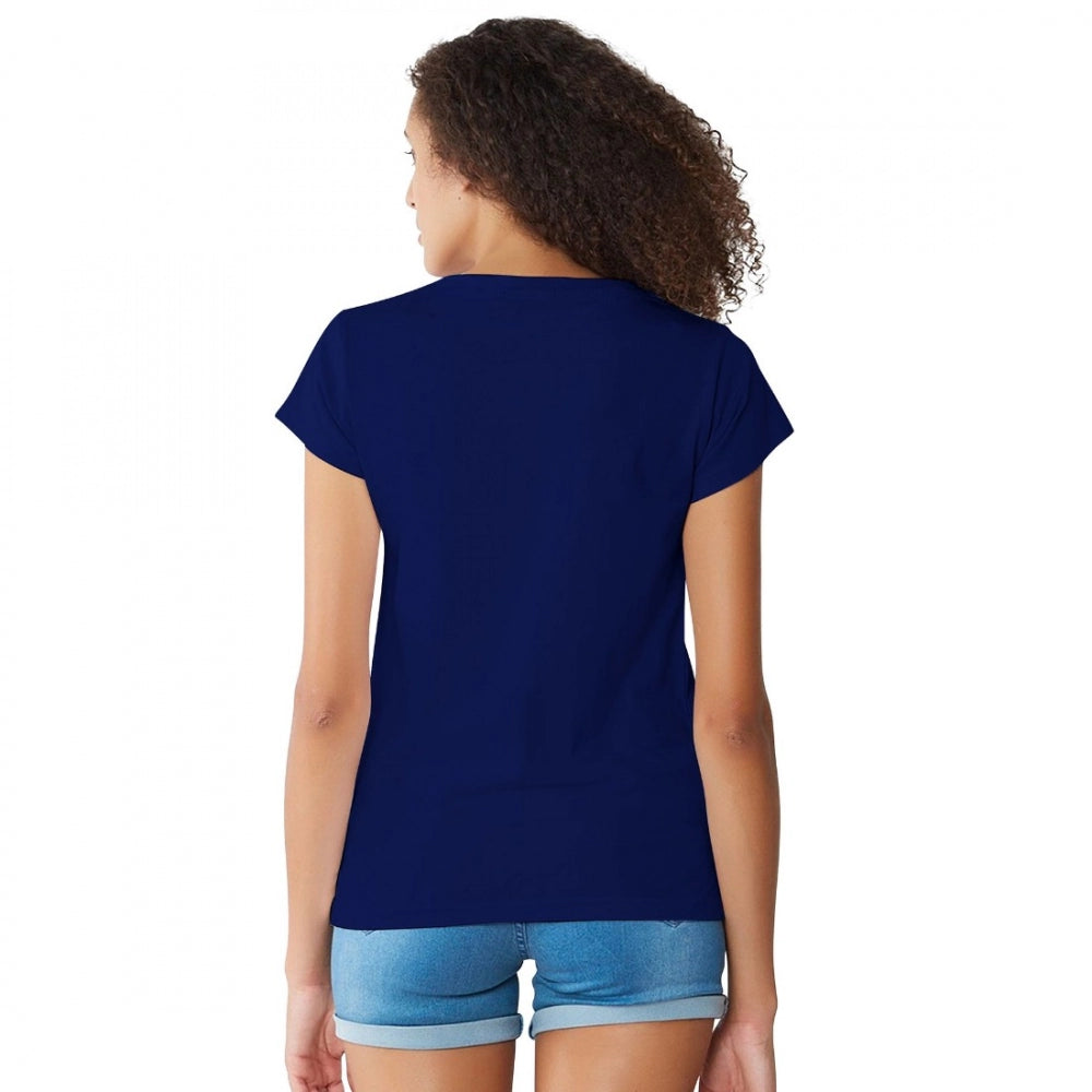 Women's Cotton Western Wear T Shirt (Blue)