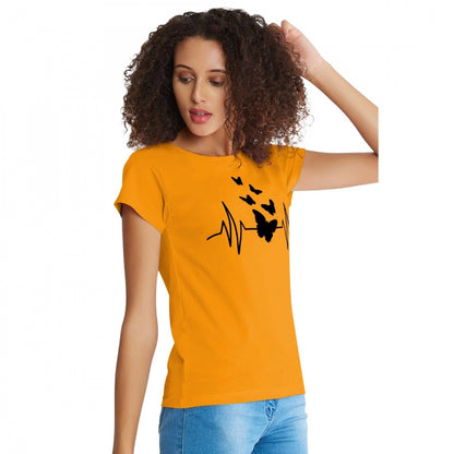 Women's Cotton Western Wear T Shirt (Yellow)