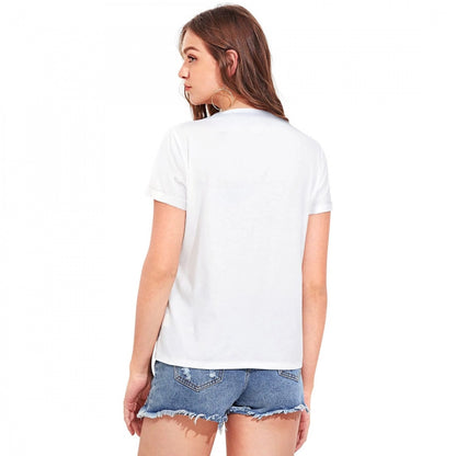 Women's Cotton Western Wear T Shirt (White)