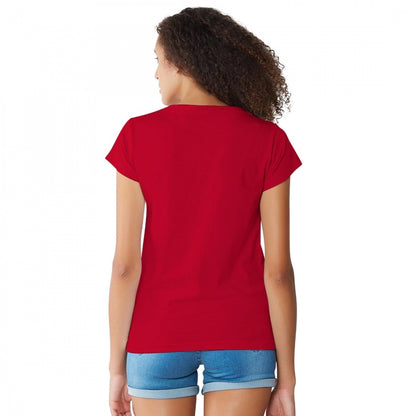 Women's Cotton Western Wear T Shirt (Red)