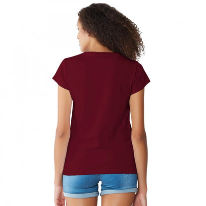 Women's Cotton Western Wear T Shirt (Maroon)