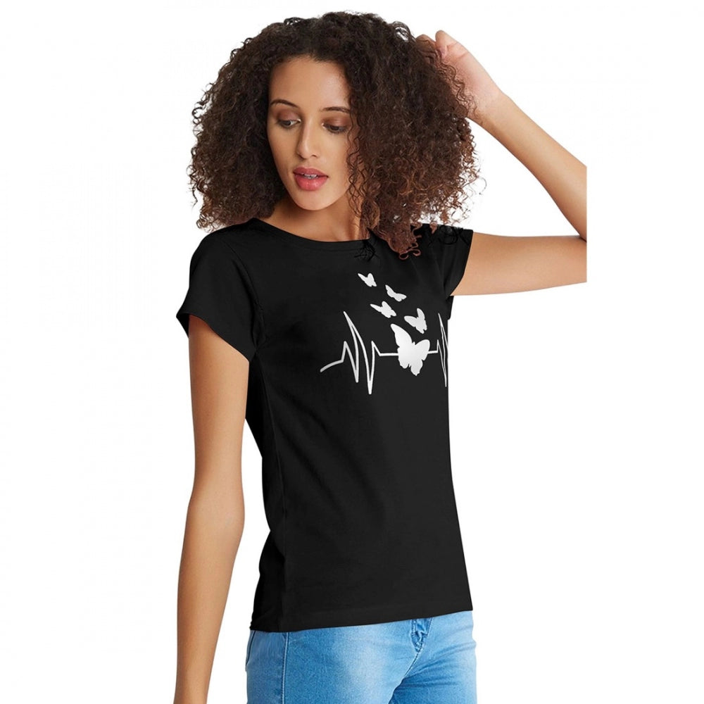 Women's Cotton Western Wear T Shirt (Black)