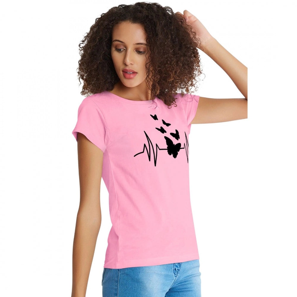 Women's Cotton Western Wear T Shirt (Pink)