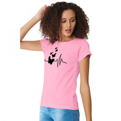 Women's Cotton Western Wear T Shirt (Pink)