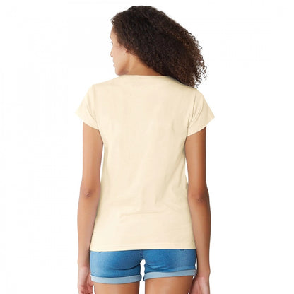 Women's Cotton Western Wear T Shirt (Cream)