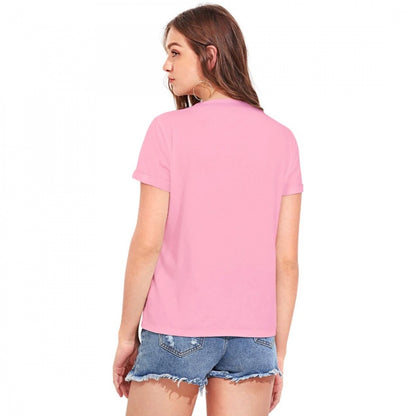 Women's Cotton Western Wear T Shirt (Pink)