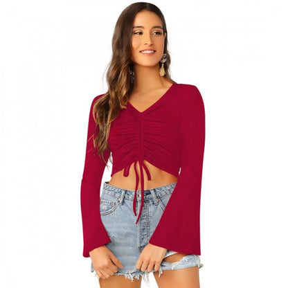 Women's 95% Polyester 5% Spandex Western Wear Tops (Maroon)