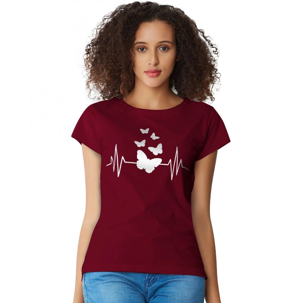 Women's Cotton Western Wear T Shirt (Maroon)