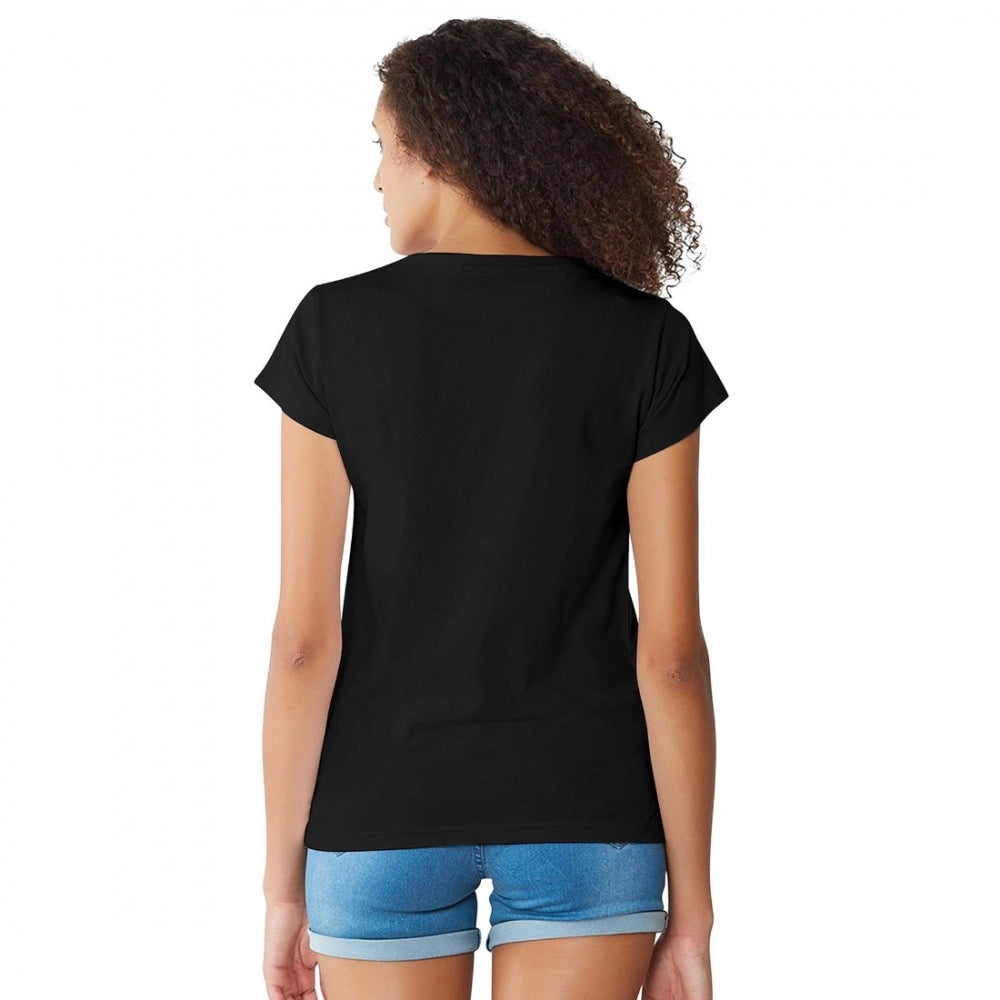 Women's Cotton Western Wear T Shirt (Black)