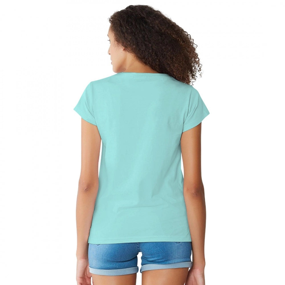 Women's Cotton Western Wear T Shirt (C Green)