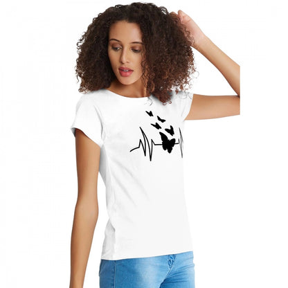 Women's Cotton Western Wear T Shirt (White)