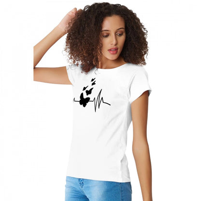 Women's Cotton Western Wear T Shirt (White)