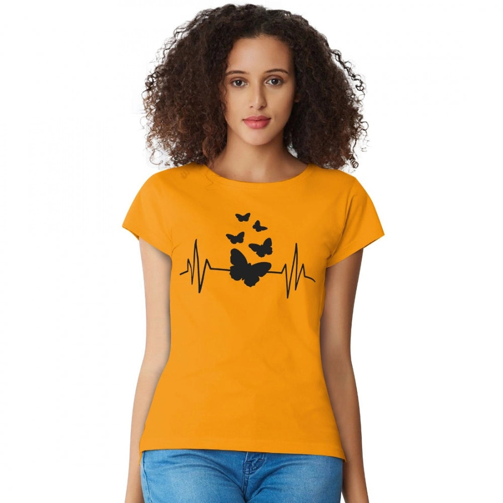 Women's Cotton Western Wear T Shirt (Yellow)