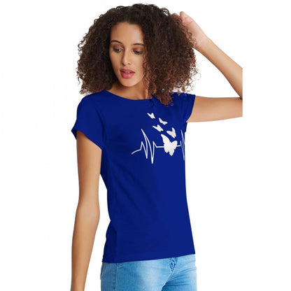 Women's Cotton Western Wear T Shirt (Royal Blue)