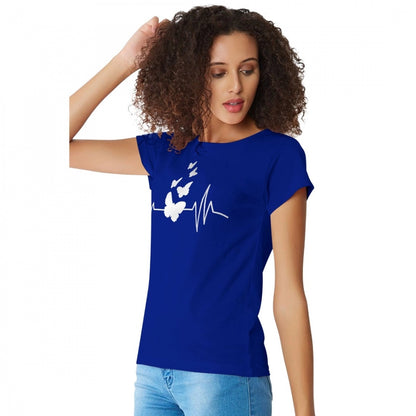 Women's Cotton Western Wear T Shirt (Royal Blue)